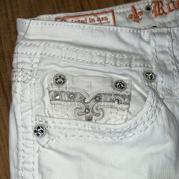 Rock Revival Women’s Katie Rhinestone White Size 29 Stretch Capri Jeans -FLAW- - Picture 4 of 9